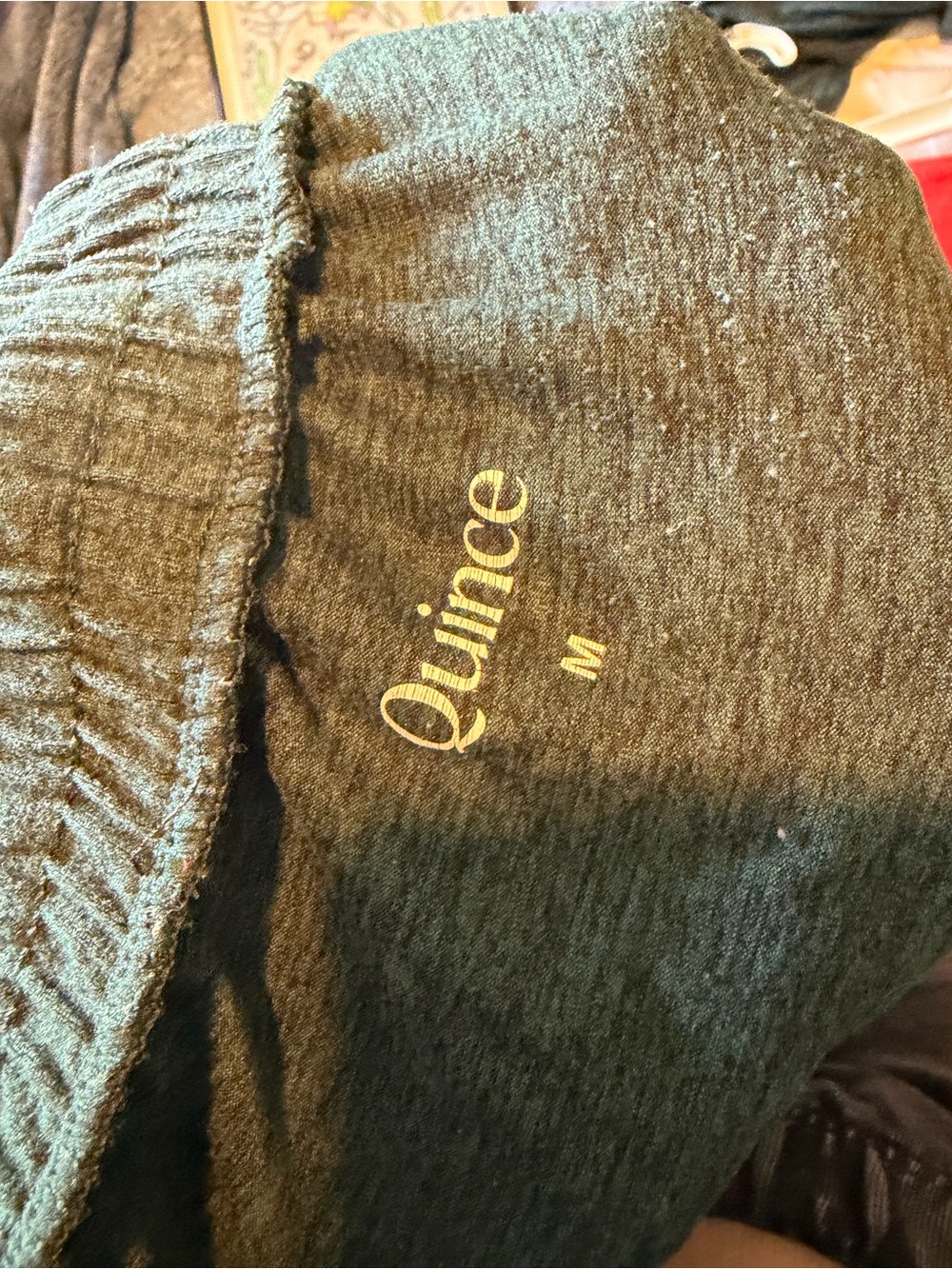Quince Flowknit High-Rise Boyfriend Joggers, Heather Green - Picture 4 of 10